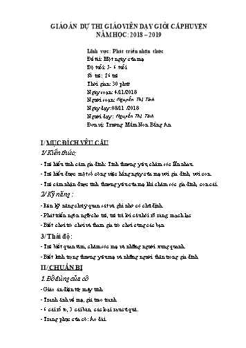 Giáo án Mầm non Lớp Lá - Đề tài: Một ngày của mẹ - Năm học 2018-2019 - Nguyễn Thị Tình