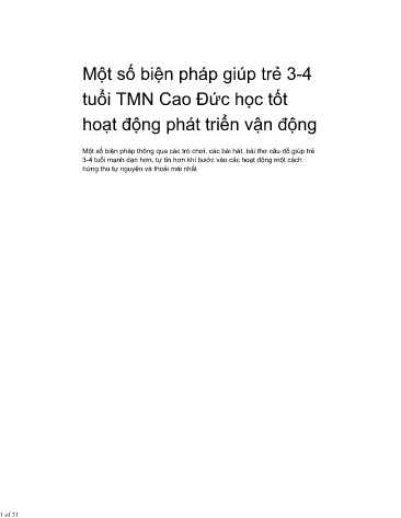 Báo cáo Một số biện pháp giúp trẻ 3-4 tuổi A1 trường Mầm non Cao Đức học tốt hoạt động phát triển vận động