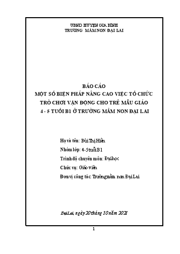 Sáng kiến kinh nghiệm “Một số biện pháp nâng cao việc tổ chức trò chơi vận động cho trẻ mẫu giáo 4-5 tuổi B1