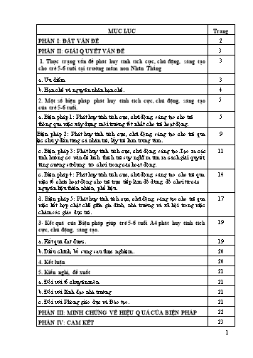 Sáng kiến kinh nghiệm Một số biện pháp phát huy tính tích cực, chủ động, sáng tạo cho trẻ 5-6 tuổi