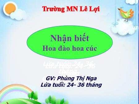 Bài giảng Lớp Nhà trẻ - Nhận biết: Hoa đào, hoa cúc - Phùng Thị Nga