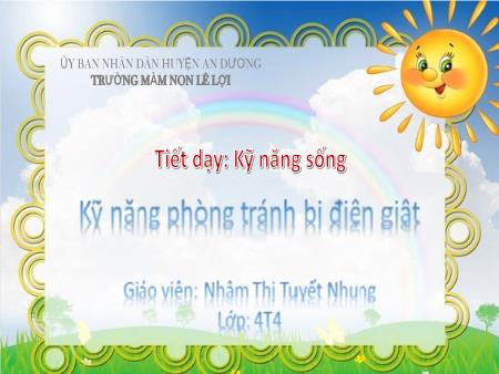Bài giảng Mầm non Lớp Chồi - Kỹ năng sống: Kỹ năng phòng tránh bị điện giật - Nhâm Thị Tuyết Nhung