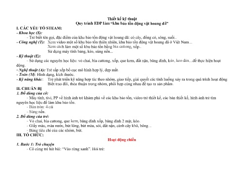 Bài giảng Mầm non Lớp Lá - Hoạt động: Khu bảo tồn động vật hoang dã