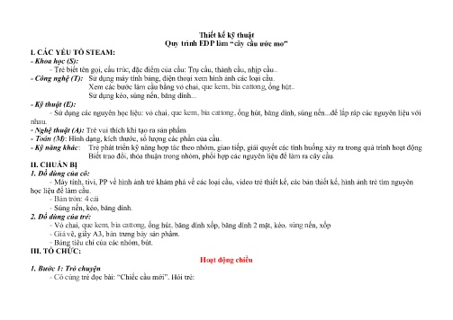 Bài giảng Mầm non Lớp Lá - Hoạt động: Làm cây cầu ước mơ