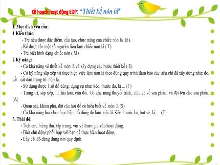 Bài giảng Mầm non Lớp Lá - Thiết kế nón lá