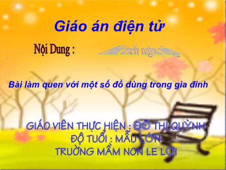 Bài giảng Mầm non Lớp Mầm - Bài làm quen với một số đồ dùng trong gia đình - Đỗ Thị Quỳnh
