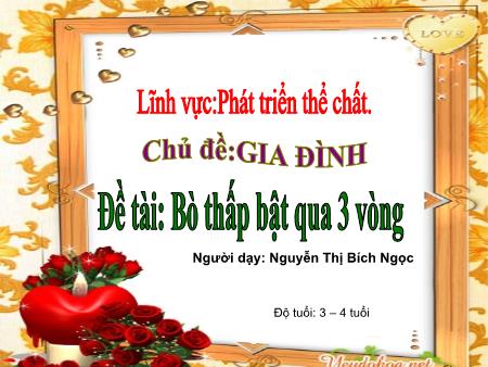 Bài giảng Mầm non Lớp Mầm - Chủ đề: Gia đình - Đề tài: Bò thấp bật qua 3 vòng - Nguyễn Thị Bích Ngọc