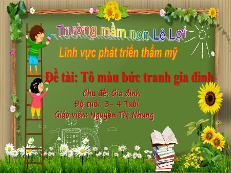 Bài giảng Mầm non Lớp Mầm - Đề tài: Tô màu bức tranh gia đình - Chủ đề: Gia đình - Nguyễn Thị Nhung