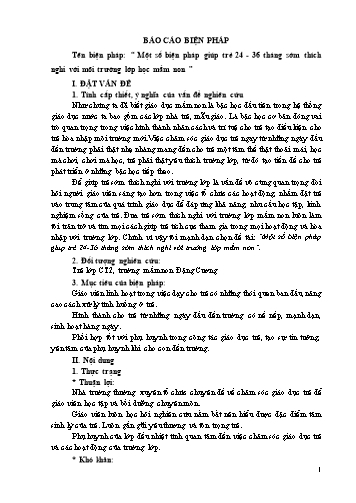 Báo cáo biện pháp Một số biện pháp giúp trẻ 24-36 tháng sớm thích nghi với môi trường lớp học Mầm non
