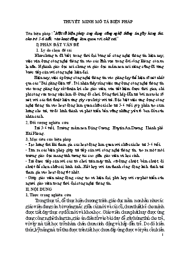 Báo cáo biện pháp - Một số biện pháp ứng dụng công nghệ thông tin gây hứng thú cho trẻ 5-6 tuổi vào hoạt động làm quen với chữ cái