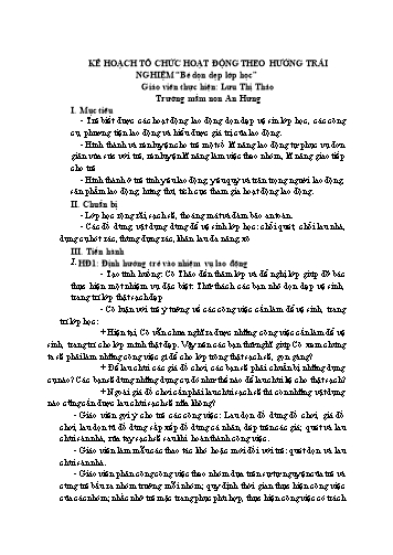 Giáo án Mầm non Lớp Chồi - Bé dọn dẹp lớp học - Lưu Thị Thảo