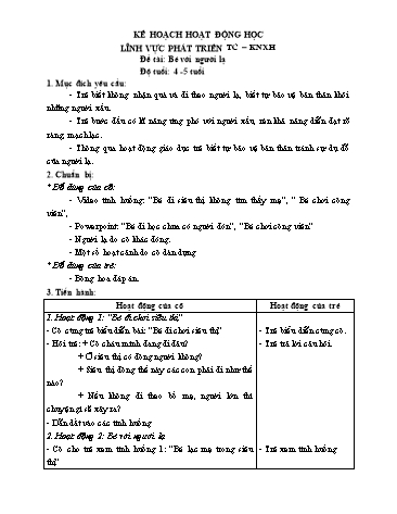 Giáo án Mầm non Lớp Chồi - Chủ đề: Bé với người lạ