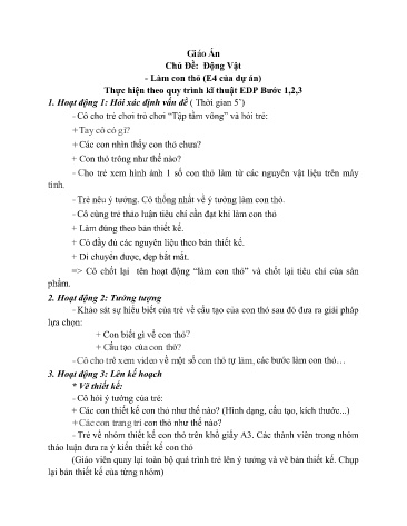 Giáo án Mầm non Lớp Chồi - Chủ đề: Động vật - Hoạt động: Làm con thỏ