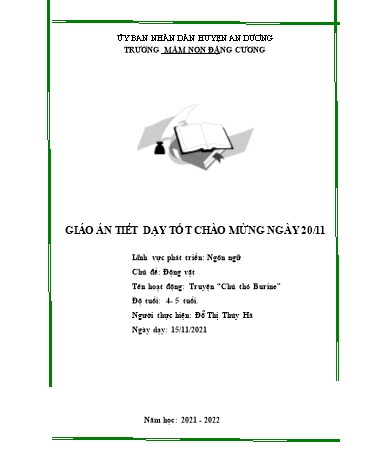 Giáo án Mầm non Lớp Chồi - Chủ đề: Động vật - Năm học 2021-2022 - Đỗ Thị Thúy Hà
