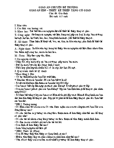 Giáo án Mầm non Lớp Chồi - Chủ đề: Gia đình - Thiết kế thiệp tặng cô giáo