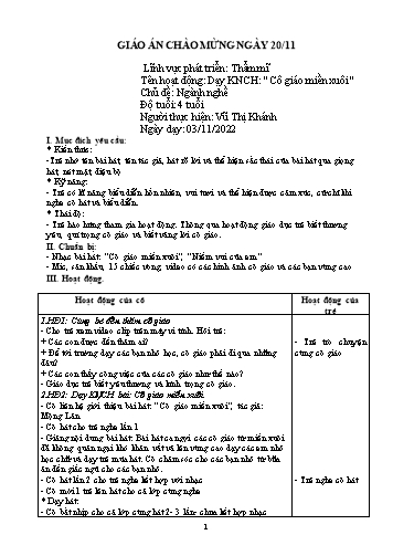 Giáo án Mầm non Lớp Chồi - Chủ đề: Ngành nghề - Năm học 2022-2023 - Vũ Thị Khánh