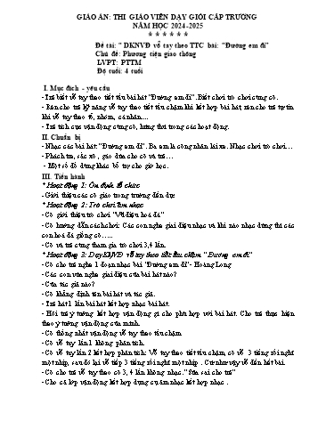 Giáo án Mầm non Lớp Chồi - Chủ đề: Phương tiện giao thông - Năm học 2024-2025