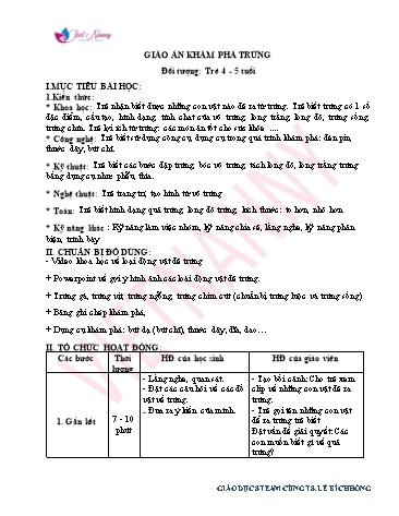 Giáo án Mầm non Lớp Chồi - Khám phá trứng