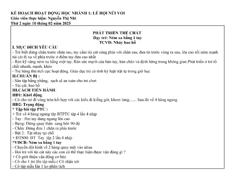 Giáo án Mầm non Lớp Chồi - Nhánh 1: Lễ hội Núi Voi - Năm học 2024-2025 - Nguyễn Thị Nhi