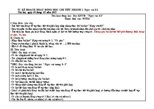 Giáo án Mầm non Lớp Chồi - Nhánh 1: Ngày vui 8/3 - Năm học 2024-2025