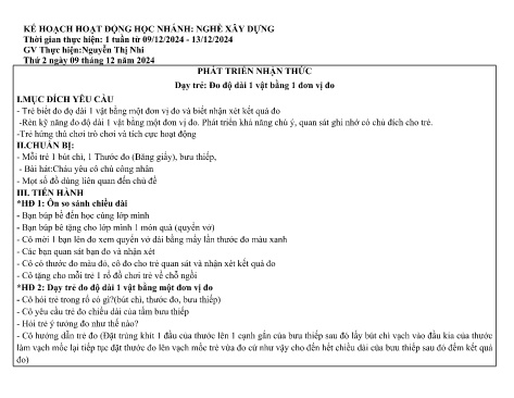 Giáo án Mầm non Lớp Chồi - Nhánh 1: Nghề xây dựng - Năm học 2024-2025 - Nguyễn Thị Nhi