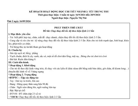 Giáo án Mầm non Lớp Chồi - Nhánh 2: Tết trung thu - Năm học 2024-2025 - Nguyễn Thị Nhi