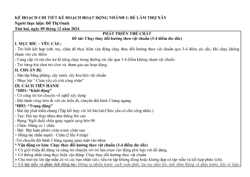 Giáo án Mầm non Lớp Chồi - Nhánh: Bé làm thợ xây - Năm học 2024-2025 - Đỗ Thị Oanh