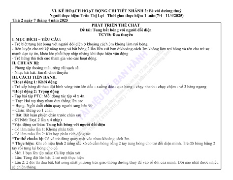 Giáo án Mầm non Lớp Chồi - Nhánh: Bé với đường thuỷ - Năm học 2024-2025 - Trần Thị Lợi