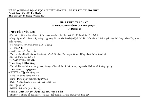 Giáo án Mầm non Lớp Chồi - Nhánh: Bé vui tết trung thu - Năm học 2024-2025 - Đỗ Thị Oanh