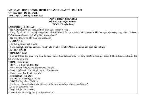 Giáo án Mầm non Lớp Chồi - Nhánh: Hãy tái chế tôi - Năm học 2024-2025 - Đỗ Thị Oanh
