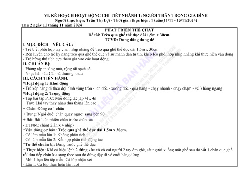 Giáo án Mầm non Lớp Chồi - Nhánh: Người thân trong gia đình - Năm học 2024-2025 - Trần Thị Lợi