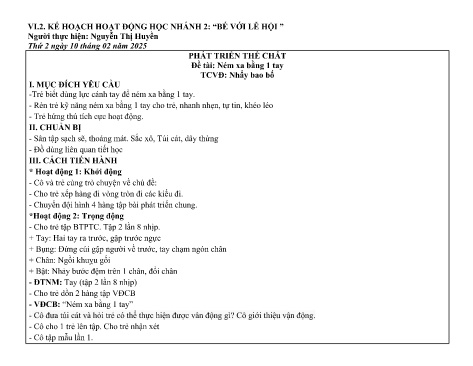 Giáo án Mầm non Lớp Lá - Bé với lễ hội - Năm học 2024-2025 - Nguyễn Thị Huyền