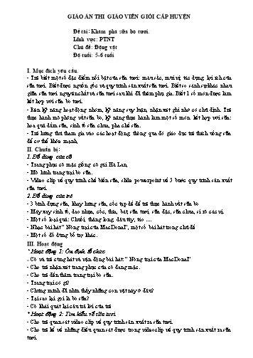 Giáo án Mầm non Lớp Lá - Chủ đề: Động vật - Đề tài: Khám phá sữa bò tươi