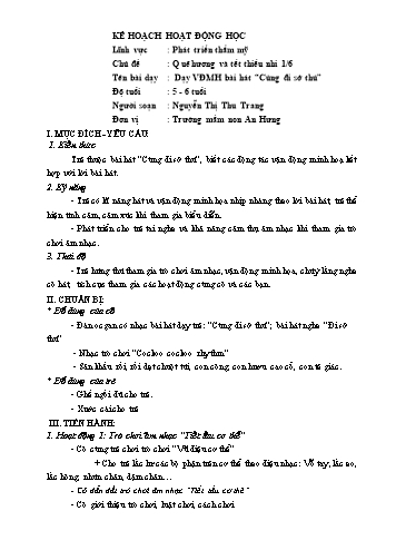 Giáo án Mầm non Lớp Lá - Chủ đề: Quê hương và tết thiếu nhi 1/6 - Lĩnh vực: Phát triển thẩm mỹ - Nguyễn Thị Thu Trang