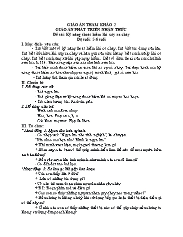 Giáo án Mầm non Lớp Lá - Đề tài: Kỹ năng thoát hiểm khi xảy ra cháy
