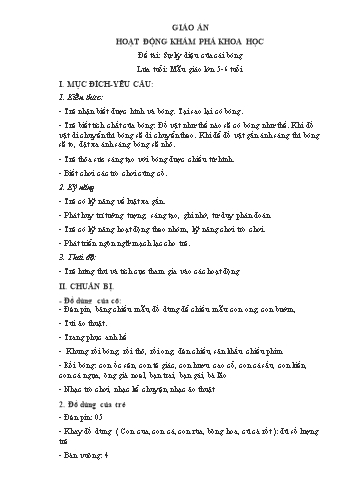 Giáo án Mầm non Lớp Lá - Đề tài: Sự kỳ diệu của cái bóng