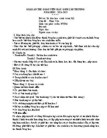 Giáo án Mầm non Lớp Lá - Đề tài: Xé dán hoa cánh tròn - Chủ đề: Thực vật - Phát triển thẩm mỹ