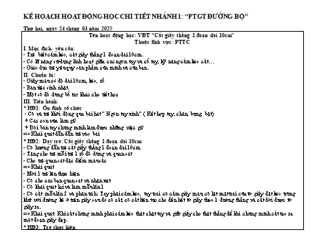 Giáo án Mầm non Lớp Lá - Nhánh 1: Phát triển giao thông đường bộ - Năm học 2024-2025