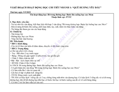 Giáo án Mầm non Lớp Lá - Nhánh 1: Quê hương yêu dấu - Năm học 2024-2025
