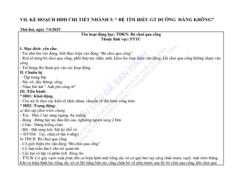 Giáo án Mầm non Lớp Lá - Nhánh: Bé tìm hiểu giao thông đường hàng không - Năm học 2024-2025