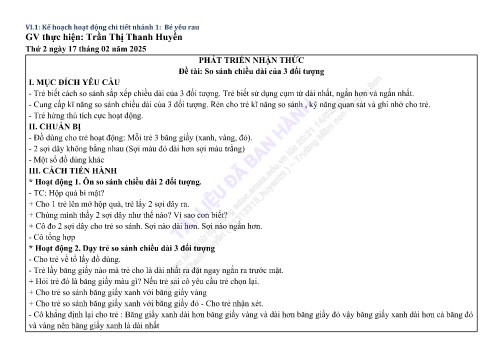 Giáo án Mầm non Lớp Lá - Nhánh: Bé yêu rau - Năm học 2024-2025 - Trần Thị Thanh Huyền