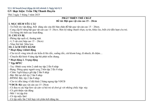 Giáo án Mầm non Lớp Lá - Nhánh: Ngày hội 8/3 - Năm học 2024-2025 - Trần Thị Thanh Huyền