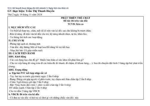 Giáo án Mầm non Lớp Lá - Nhánh: Ngày hội của thầy cô - Năm học 2024-2025 - Trần Thị Thanh Huyền