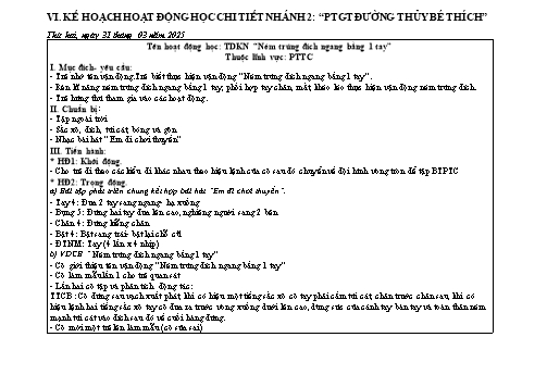 Giáo án Mầm non Lớp Lá - Nhánh: Phát triển phương tiện giao thông đường thủy bé thích - Năm học 2024-2025