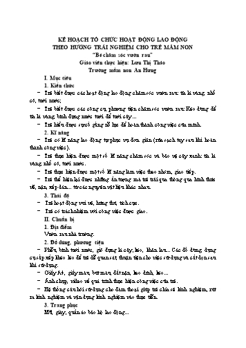 Giáo án Mầm non Lớp Mầm - Bé chăm sóc vườn rau - Lưu Thị Thảo