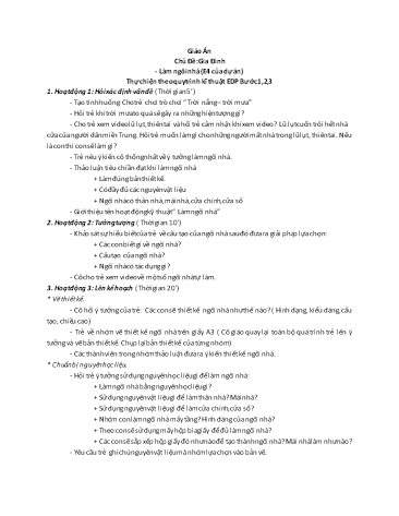 Giáo án Mầm non Lớp Mầm - Chủ đề: Gia đình - Làm ngôi nhà