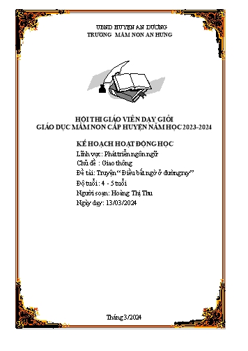 Giáo án Mầm non Lớp Mầm - Chủ đề: Giao thông - Lĩnh vực: Phát triển ngôn ngữ - Năm học 2023-2024 - Hoàng Thị Thu