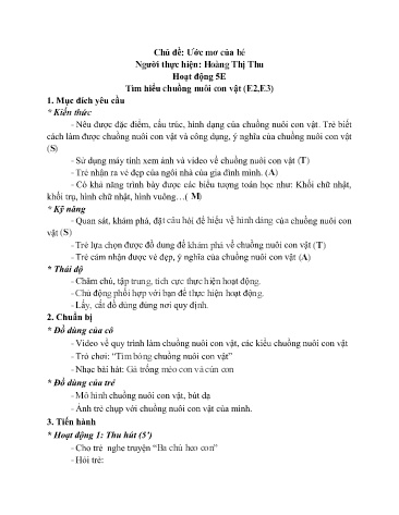 Giáo án Mầm non Lớp Mầm - Chủ đề: Ước mơ của bé - Hoàng Thị Thu