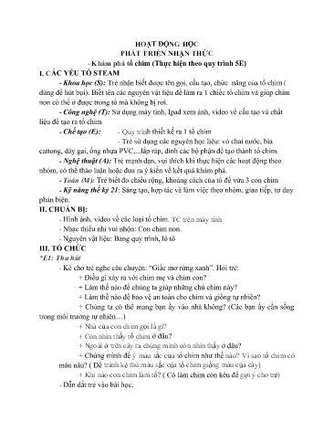 Giáo án Mầm non Lớp Mầm - Khám phá tổ chim