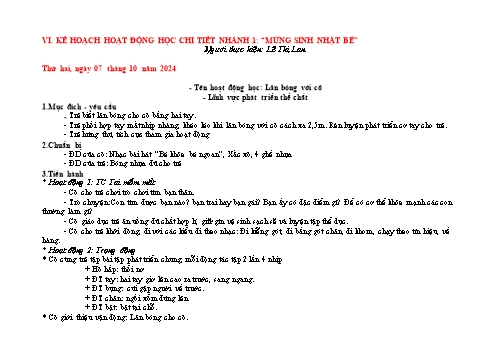 Giáo án Mầm non Lớp Mầm - Mừng sinh nhật bé - Năm học 2024-2025 - Lê Thị Lan